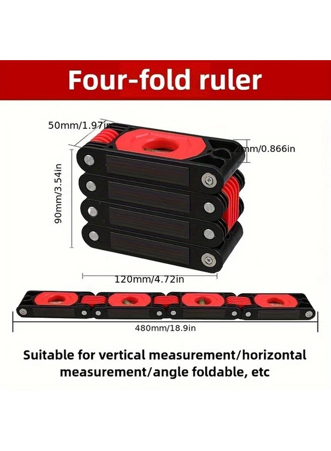 Multifunctional Folding Level Tri Fold 360 Degree Measurement Magnetic Horizontal Vertical Ruler - Image 3