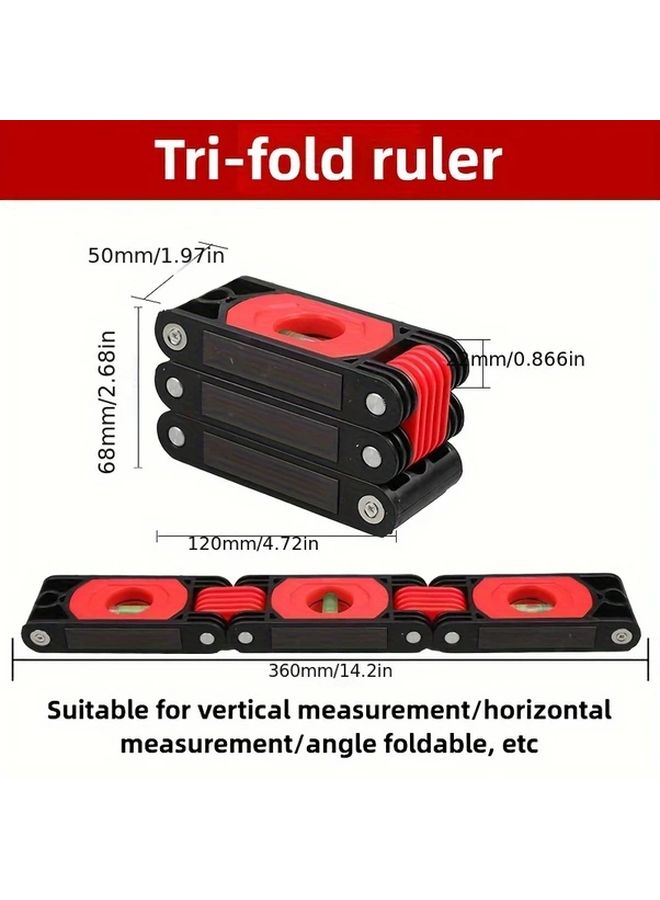 Multifunctional Folding Level Tri Fold 360 Degree Measurement Magnetic Horizontal Vertical Ruler - Image 4