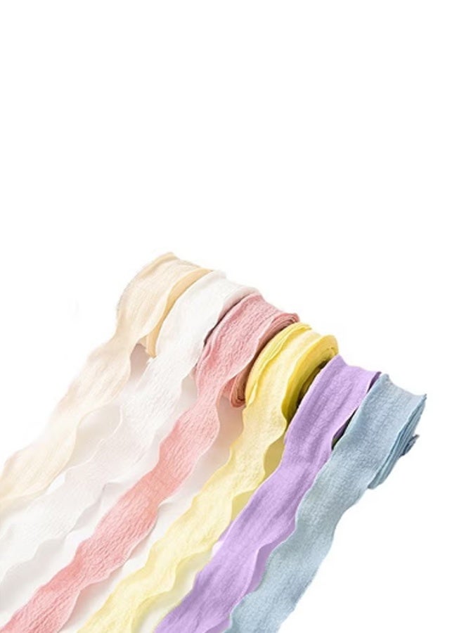 Double-sided ribbons, polyester ribbons, for DIY handicrafts, bows, gift wrapping - fringed flax wavy ribbons for bouquets, cake decorations, and flower wrapping - Image 1