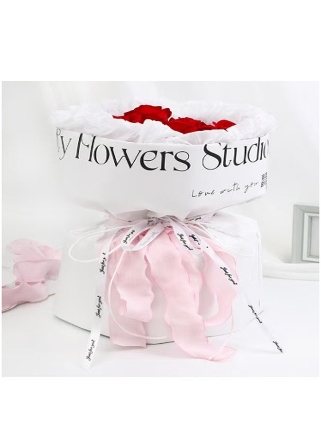 Double-sided ribbons, polyester ribbons, for DIY handicrafts, bows, gift wrapping - fringed flax wavy ribbons for bouquets, cake decorations, and flower wrapping - Image 5