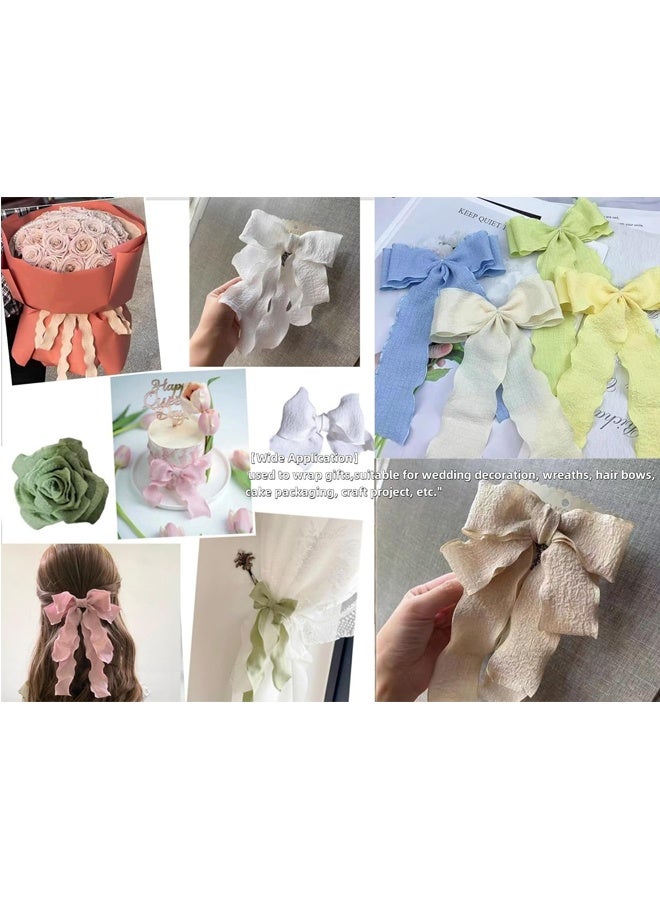 Double-sided ribbons, polyester ribbons, for DIY handicrafts, bows, gift wrapping - fringed flax wavy ribbons for bouquets, cake decorations, and flower wrapping - Image 4