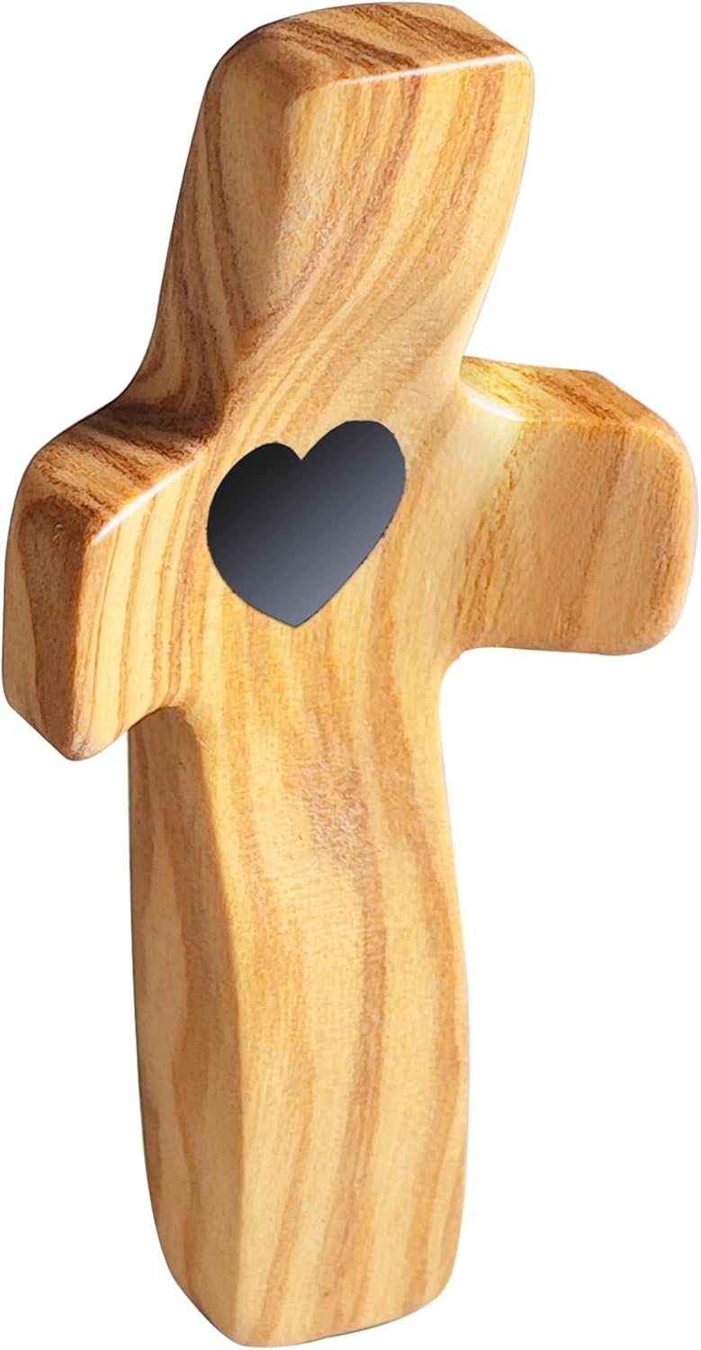 Yookin Cross Fidget Wood, Encouragement Gift, Olive Wooden Cross for Clinging and Praying, Pocket Religious Gift for Children and Adults(Olive 1pcs) - Image 1