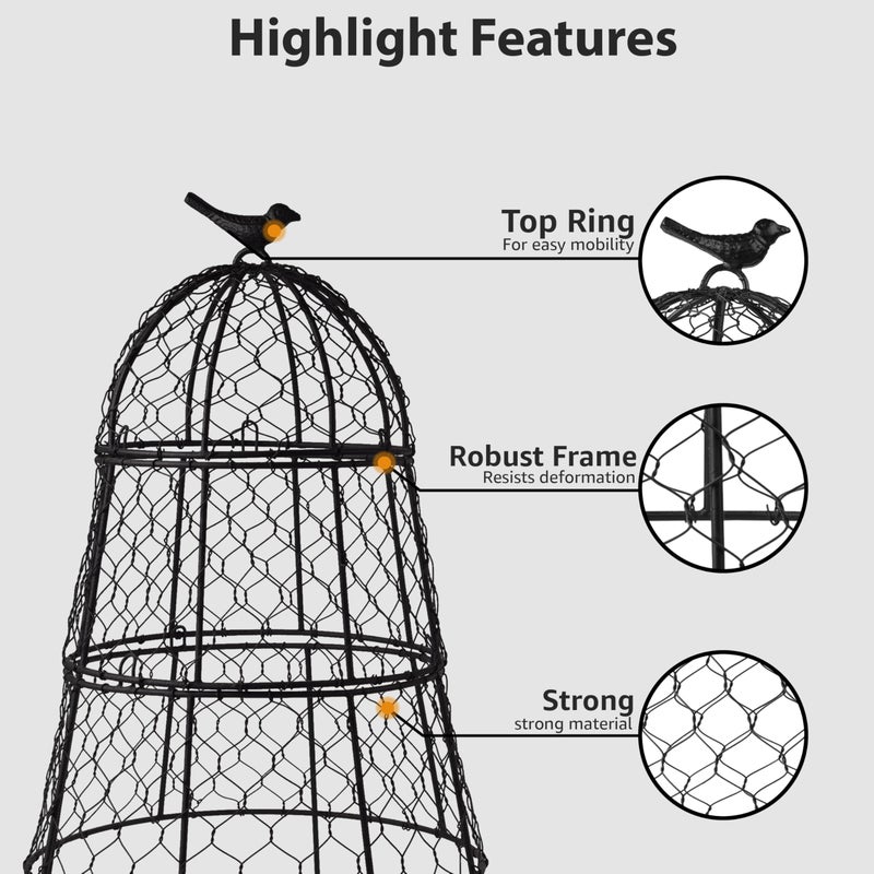 DHAMPOOH Pack of 6 Heavy-Duty Chicken Wire Plant Cloches â€“ Rustproof Garden Protectors and Plant Cages for Vegetables and Flowers â€“ Safeguard Plants from Deer and Critters â€“ 20â€ x 12â€ - Image 3