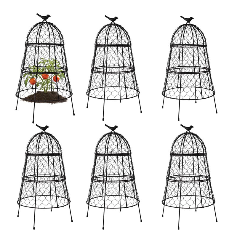 DHAMPOOH Pack of 6 Heavy-Duty Chicken Wire Plant Cloches â€“ Rustproof Garden Protectors and Plant Cages for Vegetables and Flowers â€“ Safeguard Plants from Deer and Critters â€“ 20â€ x 12â€ - Image 1