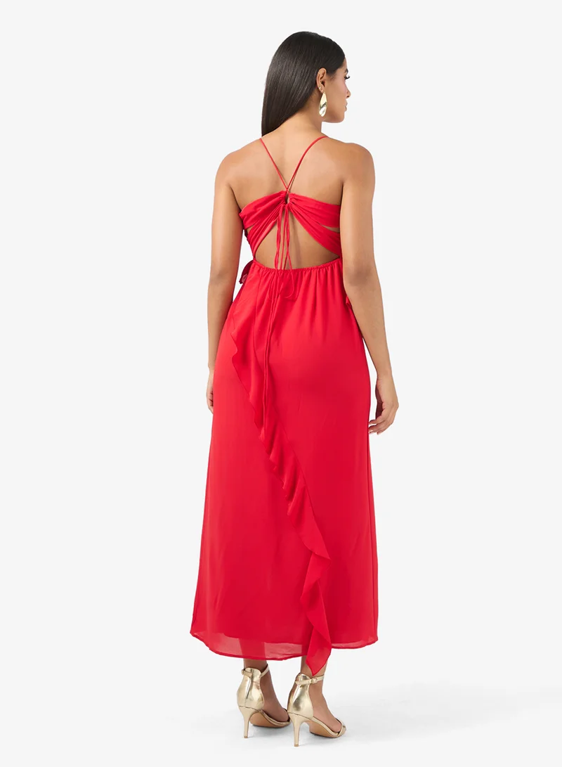 Golden Apple Ruffled Slit Dress