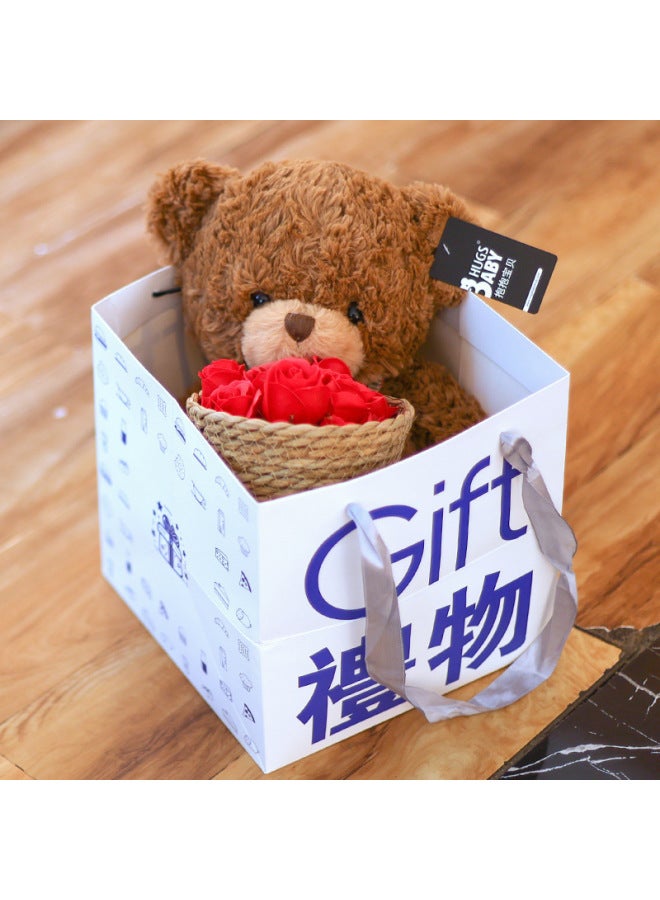 Teddy Bear Doll Hug Bear Plush Toy Bear Doll Bed Sleeping Doll Birthday Gift Girlfriend-Specification:40cm -Colour:Claire Bear Gift Tote Bag + Red Rose Bucket - Image 1