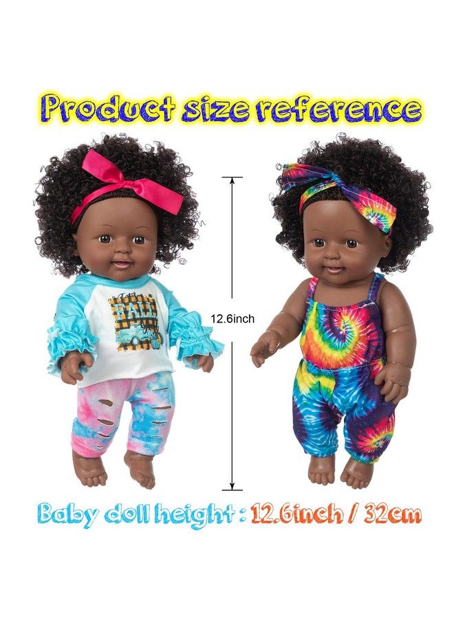 ibayda One Piece 12 Inch Realistic Black Baby Girl Doll Toy African American Washable Silicone Baby Doll With 2 Sets Doll Clothes (Only One Doll) - Image 3