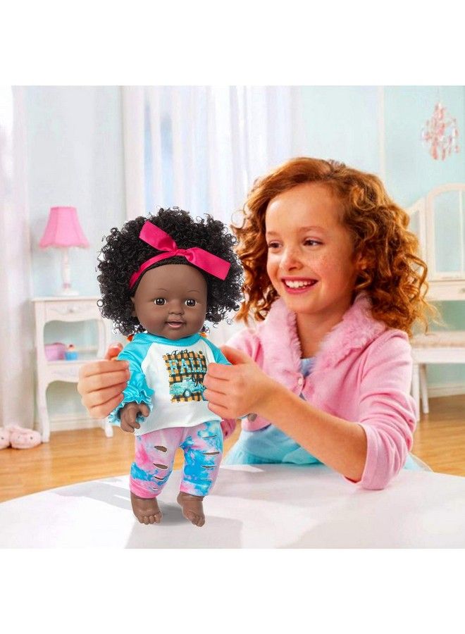 ibayda One Piece 12 Inch Realistic Black Baby Girl Doll Toy African American Washable Silicone Baby Doll With 2 Sets Doll Clothes (Only One Doll) - Image 5