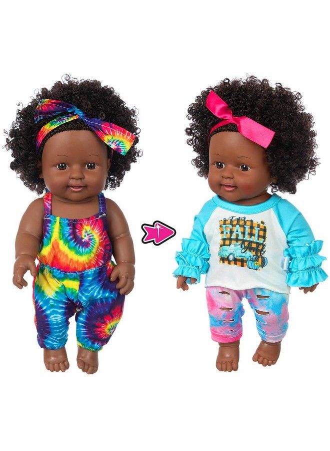 ibayda One Piece 12 Inch Realistic Black Baby Girl Doll Toy African American Washable Silicone Baby Doll With 2 Sets Doll Clothes (Only One Doll) - Image 1