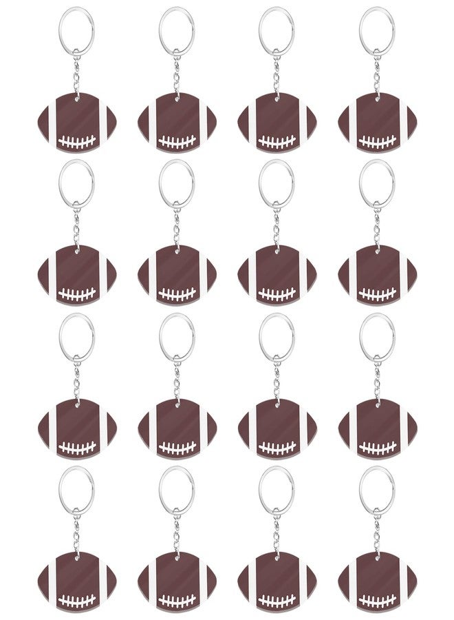 ROLYTA 16 Pcs Acrylic Football Rugby Ball Keychain, Football Keychain Bulk for DIY Sports Favors School Party Gifts, Brown - Image 1