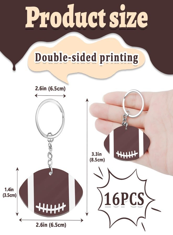 ROLYTA 16 Pcs Acrylic Football Rugby Ball Keychain, Football Keychain Bulk for DIY Sports Favors School Party Gifts, Brown - Image 2