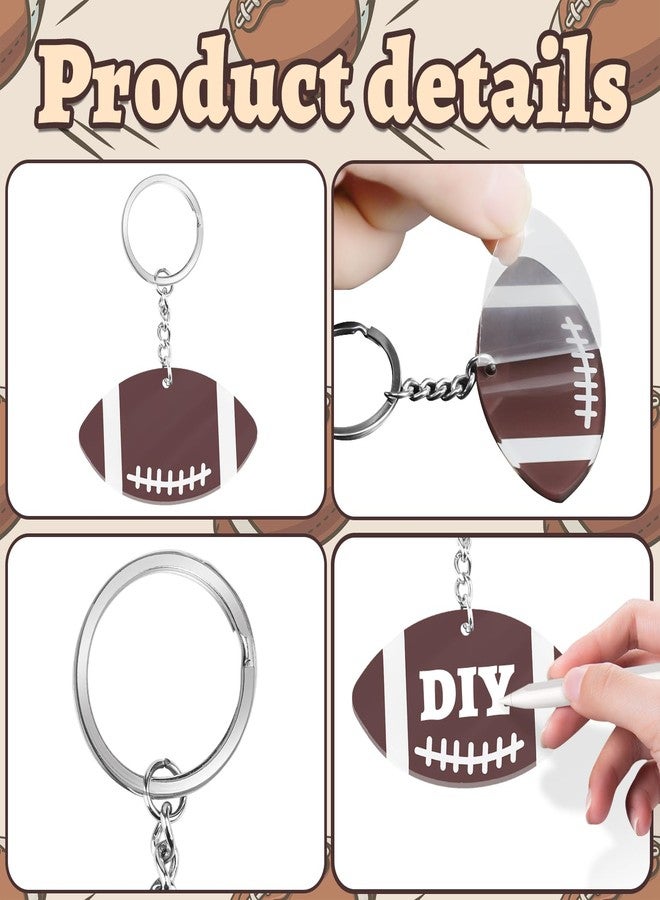 ROLYTA 16 Pcs Acrylic Football Rugby Ball Keychain, Football Keychain Bulk for DIY Sports Favors School Party Gifts, Brown - Image 3
