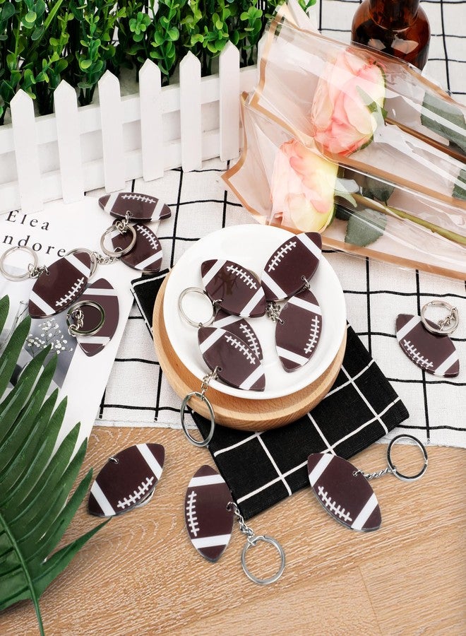 ROLYTA 16 Pcs Acrylic Football Rugby Ball Keychain, Football Keychain Bulk for DIY Sports Favors School Party Gifts, Brown - Image 4
