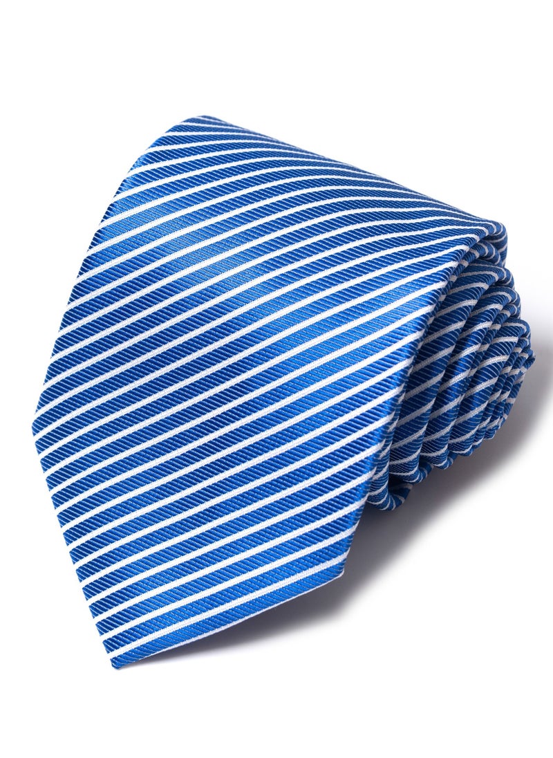 Loquat Blue And White Striped Polyester Necktie 