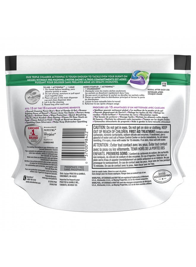 Cascade Platinum ActionPacs Dishwasher Detergent, Fresh, 4 Count - Image 2