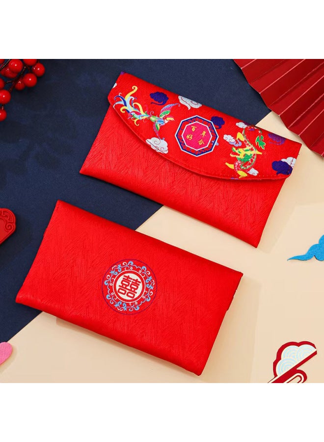 الازدهار قماش البروكاد حقيبة ظرف أحمر بقيمة عشرة آلاف يوان لخطوبة مهر العروس حفل شاي الزفاف ظرف أحمر للتغيير بقيمة عشرة آلاف يوان ظرف أحمر زفاف من الفانيلا - Image 1