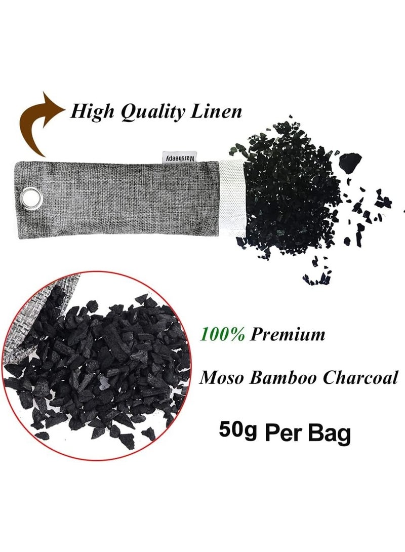 JINFANLI 12 Pack Bamboo Charcoal Air Purifying Bags,Bamboo Charcoal Deodorizer Bags(100g*12), Activated Charcoal Odor Absorber,Odor Eliminator & Absorber Room Gym Bag Shoe Car Pet Closet - Image 2