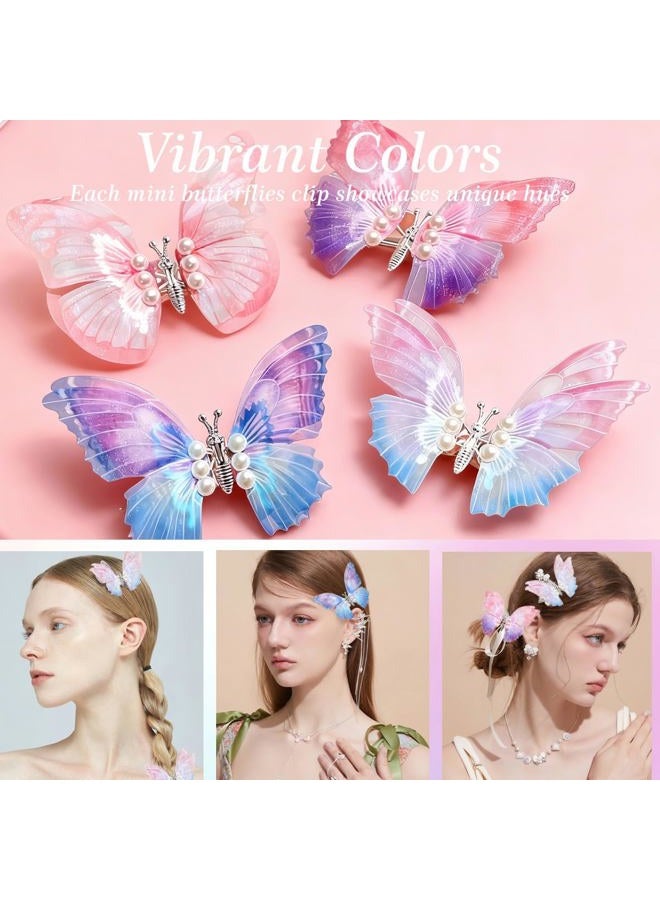 ASTRQLE 5 Pcs 3D Colorful Moving Wings Butterfly Hair Clips Realistic Colorful Organza Butterfly Handmade Hair Clips Barrette Hair Pins Hair Accessories for Women Girls - Image 5
