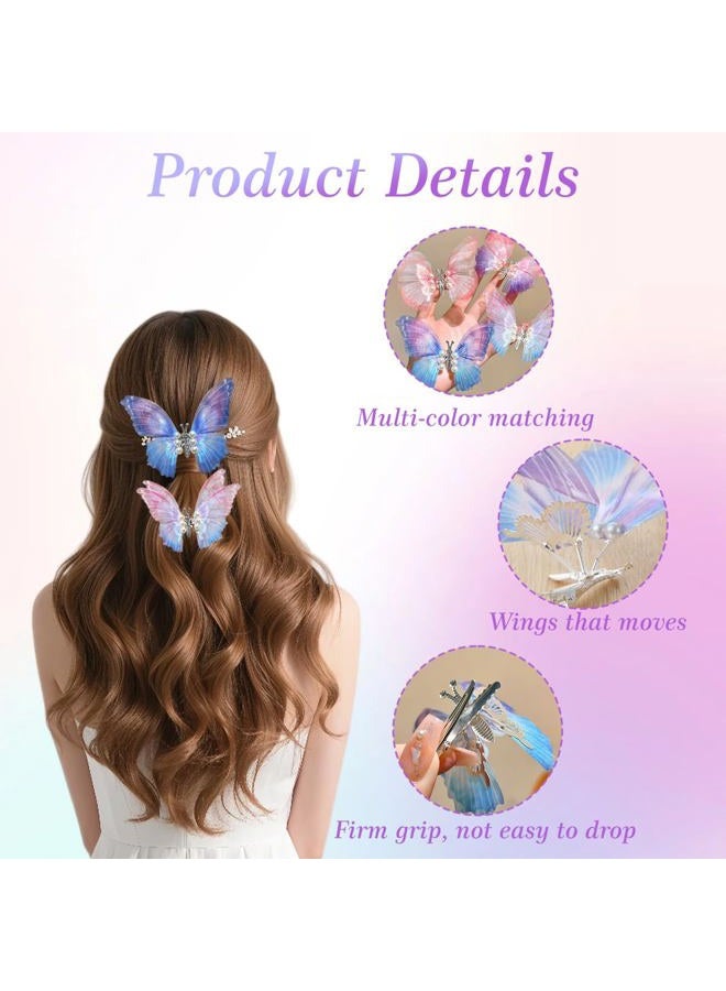 ASTRQLE 5 Pcs 3D Colorful Moving Wings Butterfly Hair Clips Realistic Colorful Organza Butterfly Handmade Hair Clips Barrette Hair Pins Hair Accessories for Women Girls - Image 3