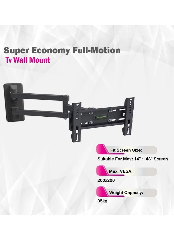 Skill Tech Full motion Swivel TV Wall Bracket Black for 14 to 43 inch Black - Image 2