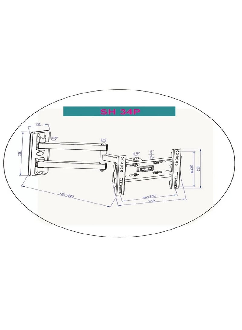 Skill Tech Full motion Swivel TV Wall Bracket Black for 14 to 43 inch Black - Image 4