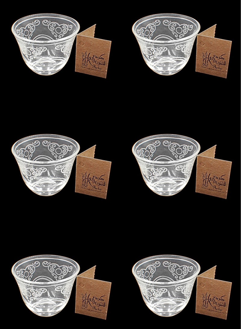 KuduArts Arabic coffee cup glass set of 6 pieces - Image 1