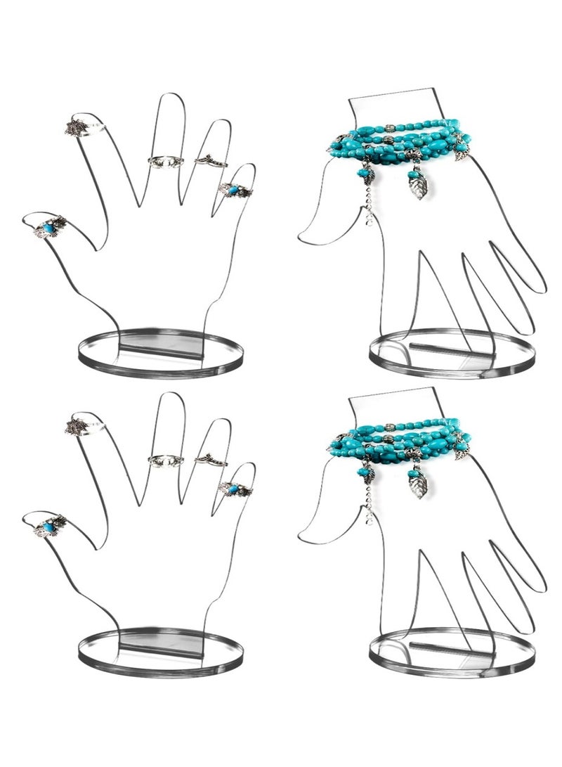 KASTWAVE 4 Pcs Clear Hand Ring Holder Set Acrylic Hand Form Jewelry Display Bracelet Ring Stand Holder Fingers Jewelry Organizer Transparent Aesthetic Mannequin Display for Necklaces Selling Room Decor - Image 1