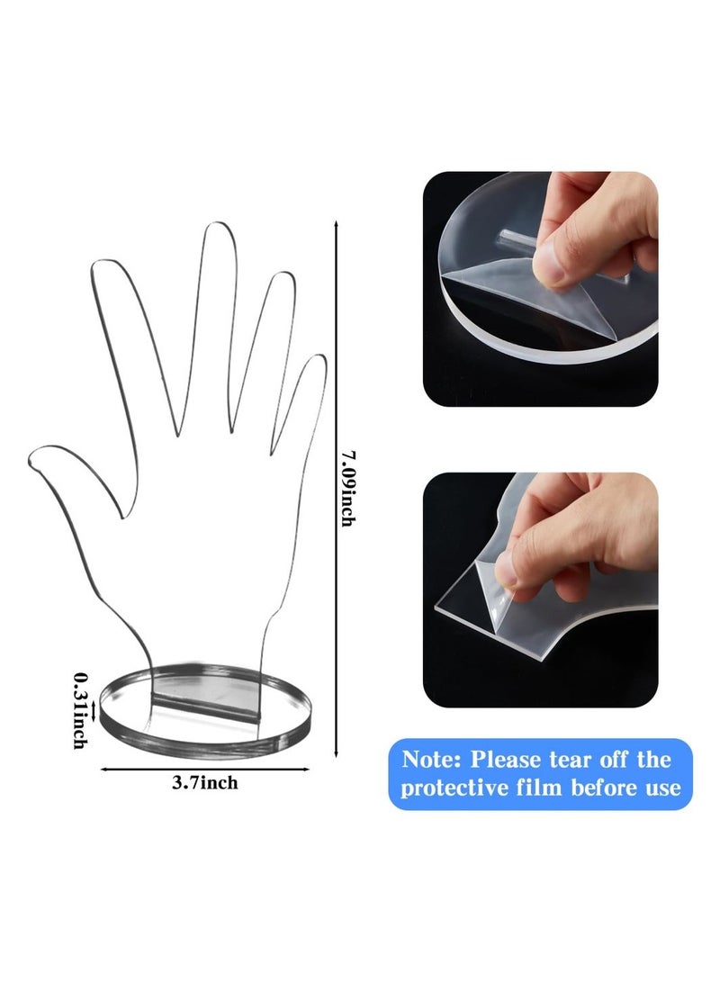 KASTWAVE 4 Pcs Clear Hand Ring Holder Set Acrylic Hand Form Jewelry Display Bracelet Ring Stand Holder Fingers Jewelry Organizer Transparent Aesthetic Mannequin Display for Necklaces Selling Room Decor - Image 2
