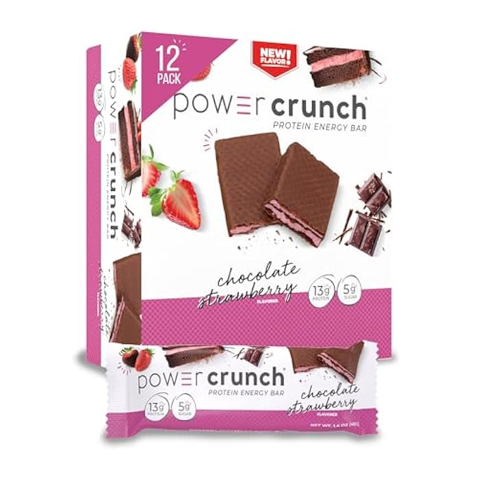 Power Crunch Protein Wafer Bars, High Protein Snacks with Delicious Taste, Chocolate Strawberry, 1.4 Ounce (12 Count) - Image 1