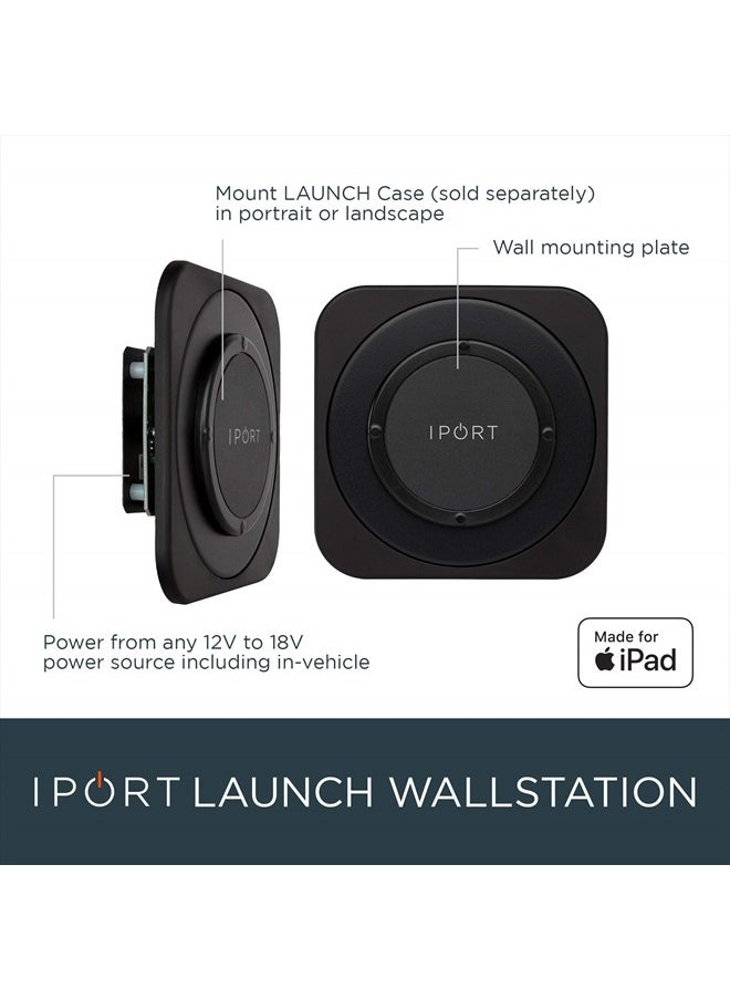 iPort - IPORT LAUNCH (LaunchPort) WallStation iPad Mount - Compatible with all LAUNCH Cases for iPad mini, iPad 9.7, 10.2, 10.5 - Black - Image 1