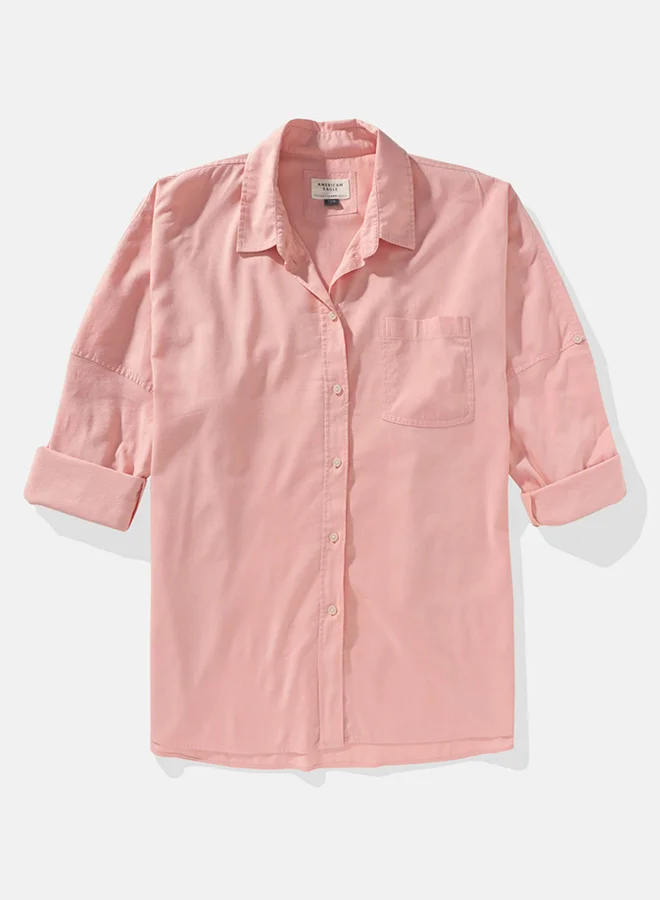 American Eagle Pocket Detail Button Down Oversized Shirt