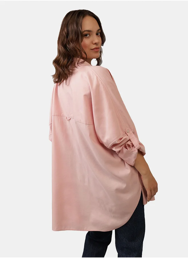 امريكان ايجل Pocket Detail Button Down Oversized Shirt