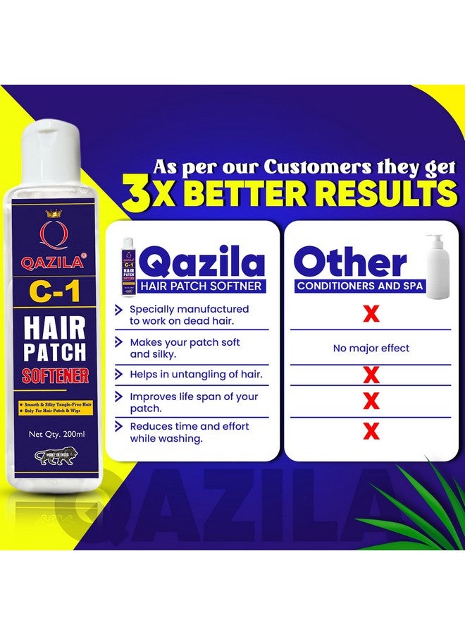 Qazila C-1 Hair Patch Softener| Hair Patch Conditioner| Hair Patch Wash Chemical| Soft, Silky And Tangle-Free Hair|200 Ml - Image 3