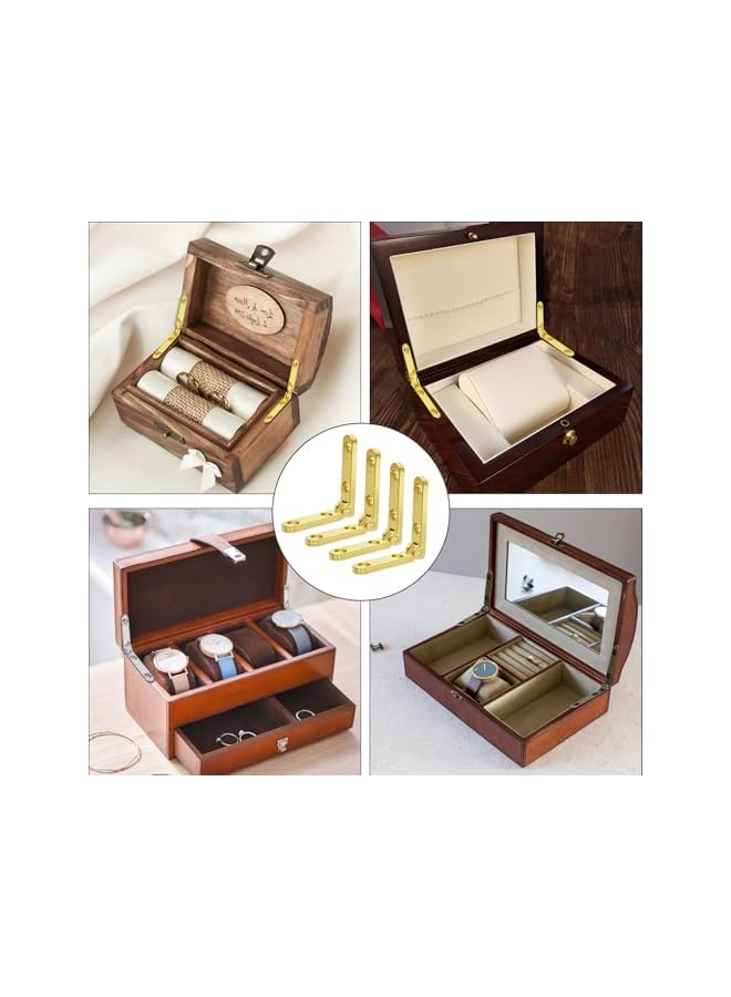 S-TOP 12 Pcs 90 Degree Brass Hinges for Wooden Boxes with 24 Screws, Small Cabinet Hinges for Jewelry Boxes, Craft Boxes, Chests – Durable, Corrosion-Resistant Hardware, Easy to Install (Gold, 1.18x1.18In) - Image 4