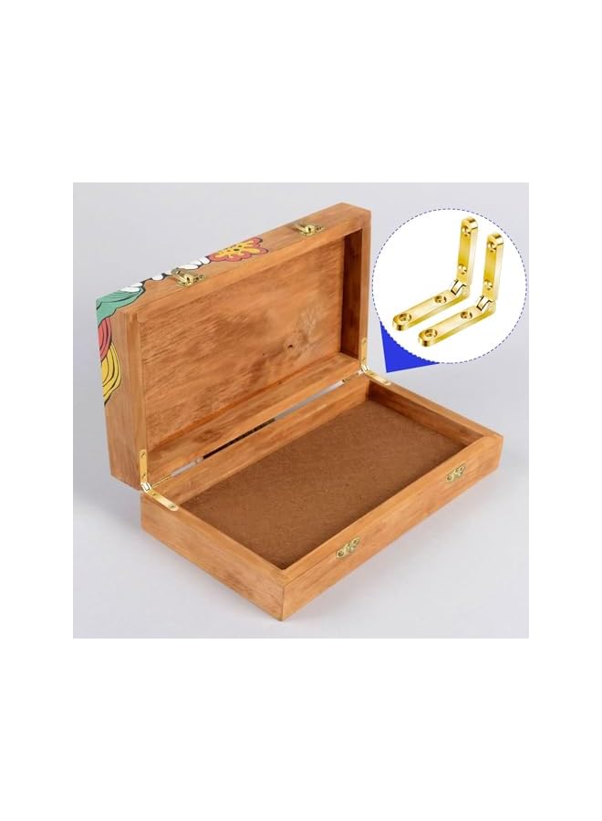 S-TOP 12 Pcs 90 Degree Brass Hinges for Wooden Boxes with 24 Screws, Small Cabinet Hinges for Jewelry Boxes, Craft Boxes, Chests – Durable, Corrosion-Resistant Hardware, Easy to Install (Gold, 1.18x1.18In) - Image 2