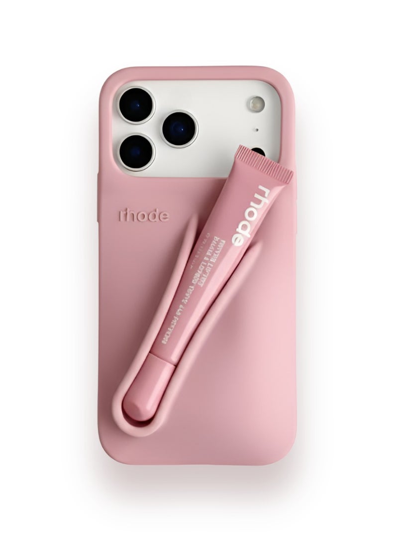 rhode Silicone Lip Gloss Holder for iPhone 17 Pro Max, Stick-On Lip Balm Sleeve Phone Case, Adhesive Lip Holder - Ribbon - Image 1
