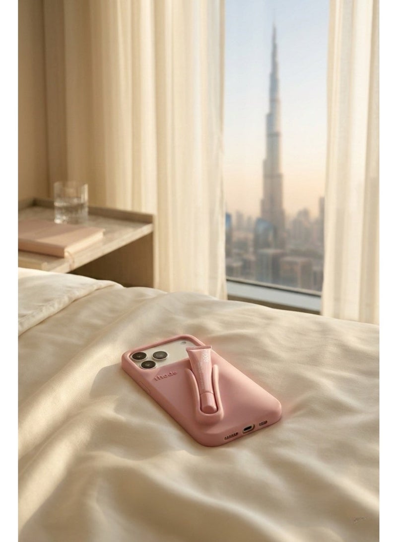 رود حامل ملمع شفاه من السيليكون لهاتف iPhone 17 Pro Max، غلاف لاصق لحافظة مرطب الشفاه، حامل شفاه لاصق – ريـبّـن. - Image 5