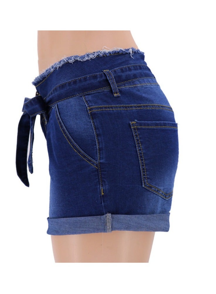 Loquat High-waisted Flip-up Loose Women's Denim Shorts  - Image 2