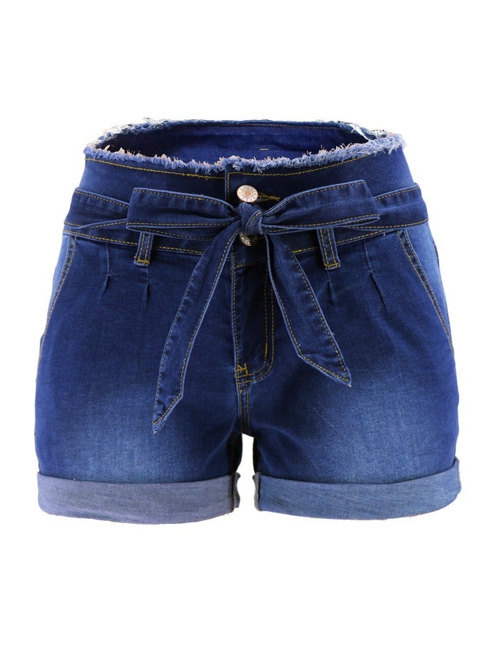 Loquat High-waisted Flip-up Loose Women's Denim Shorts  - Image 1