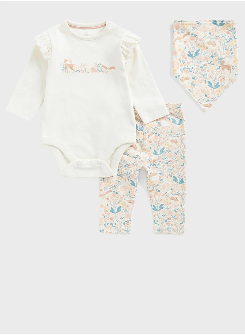 mothercare Infant 3PC BODYSUIT LEGGING & BIB SET