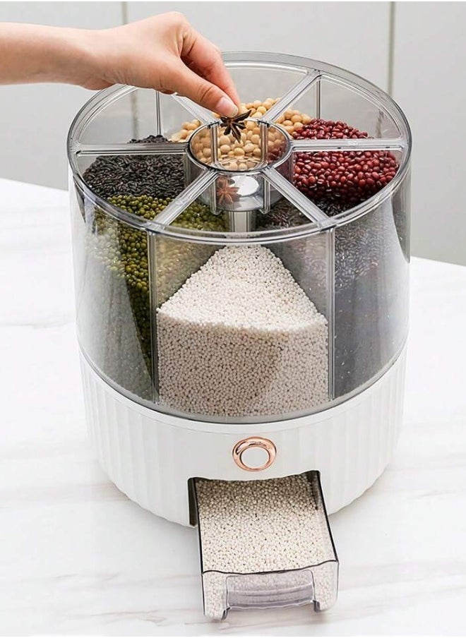Rotatable multi-grain storage box