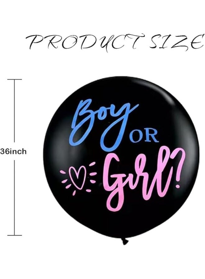 VITION 36inch Gender Reveal Balloon Black with 2 Pack Pink and Blue Confetti for Boy or Girl Baby Shower Party Supplies Decoration (Girl or Boy) - Image 2