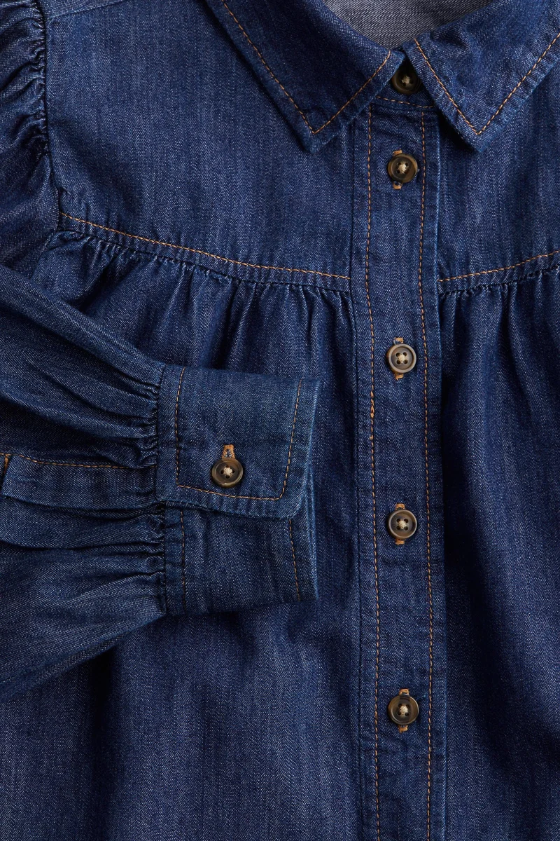 H&M Puff-sleeved denim blouse