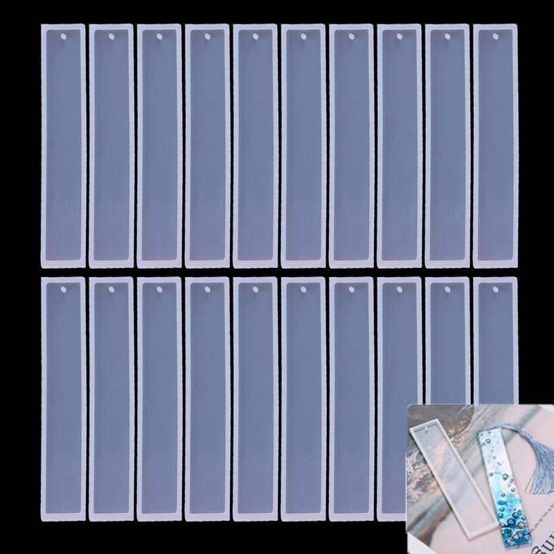 20 Pack Rectangle Silicone Bookmark Mold DIY Bookmark Mould Making Epoxy Resin Jewelry DIY Craft Transparent Resin Mould Student Gift 55 Inch