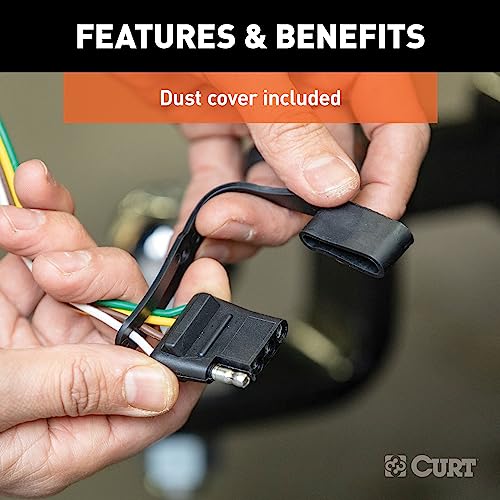 Curt كابل توصيل مقطورة مخصص 4 دبابيس من CURT 56064 لجانب السيارة، يناسب بعض موديلات لينكولن MKS وفورد فييستا هاتشباك - Image 4
