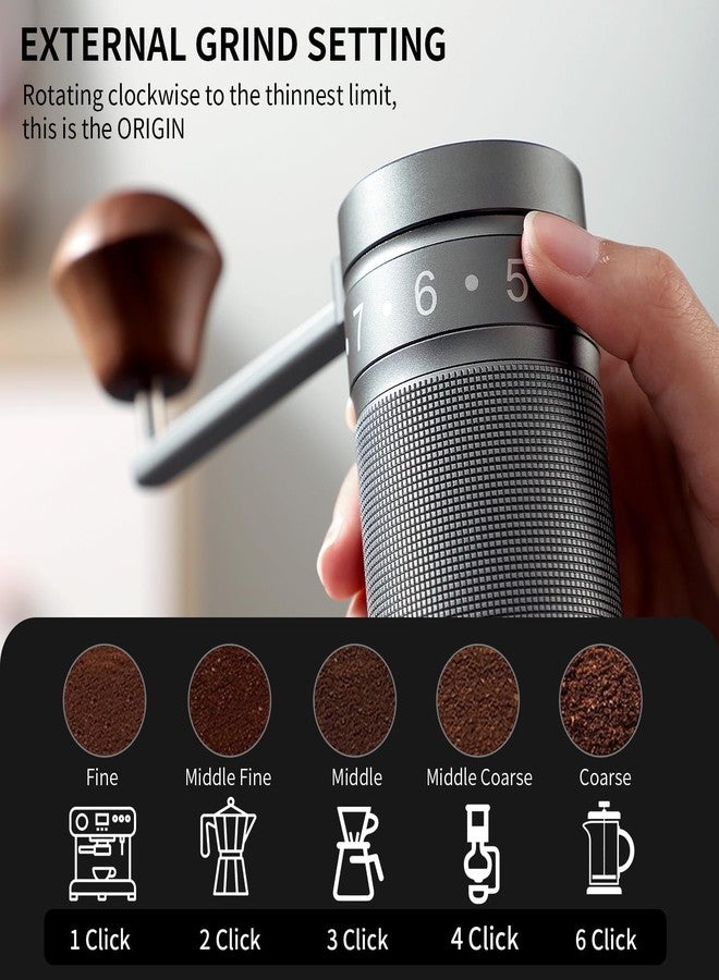 Bincoo Foldable Manual Coffee Grinder with External Adjustable Setting,Coffee Bean Grinder with Portable Storage Bag,Stainless Steel Burr Grinder Suitable for Home, Office and Travel for Use(Gray) - Image 2