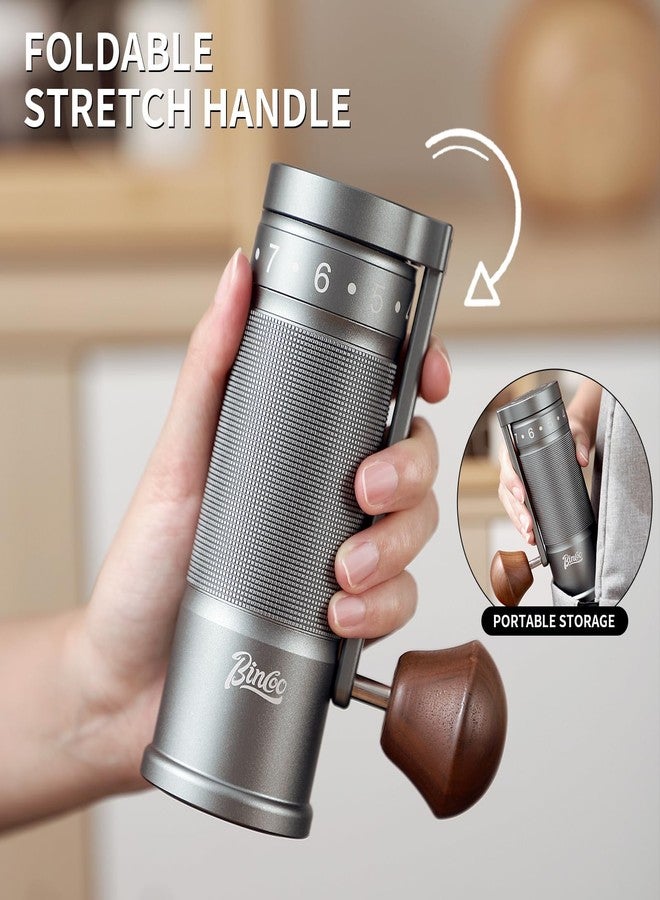 Bincoo Foldable Manual Coffee Grinder with External Adjustable Setting,Coffee Bean Grinder with Portable Storage Bag,Stainless Steel Burr Grinder Suitable for Home, Office and Travel for Use(Gray) - Image 4
