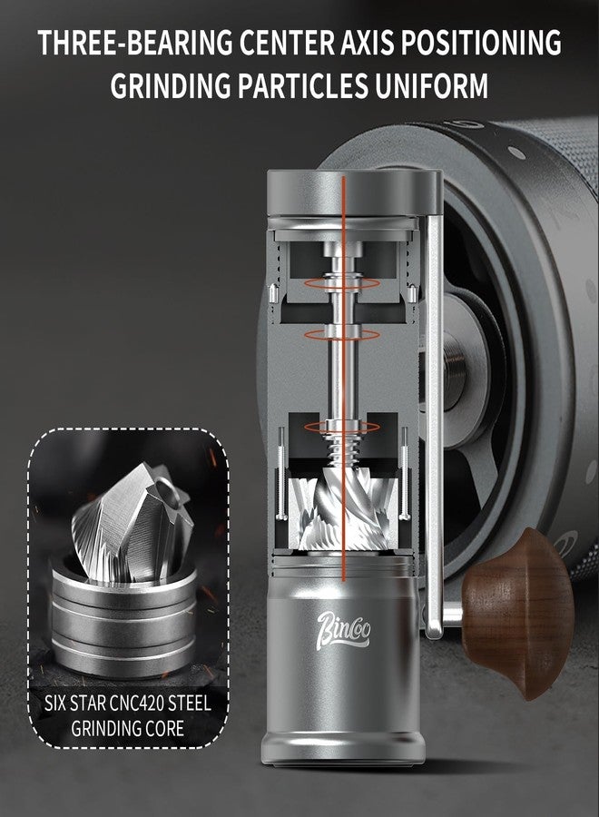 Bincoo Foldable Manual Coffee Grinder with External Adjustable Setting,Coffee Bean Grinder with Portable Storage Bag,Stainless Steel Burr Grinder Suitable for Home, Office and Travel for Use(Gray) - Image 3