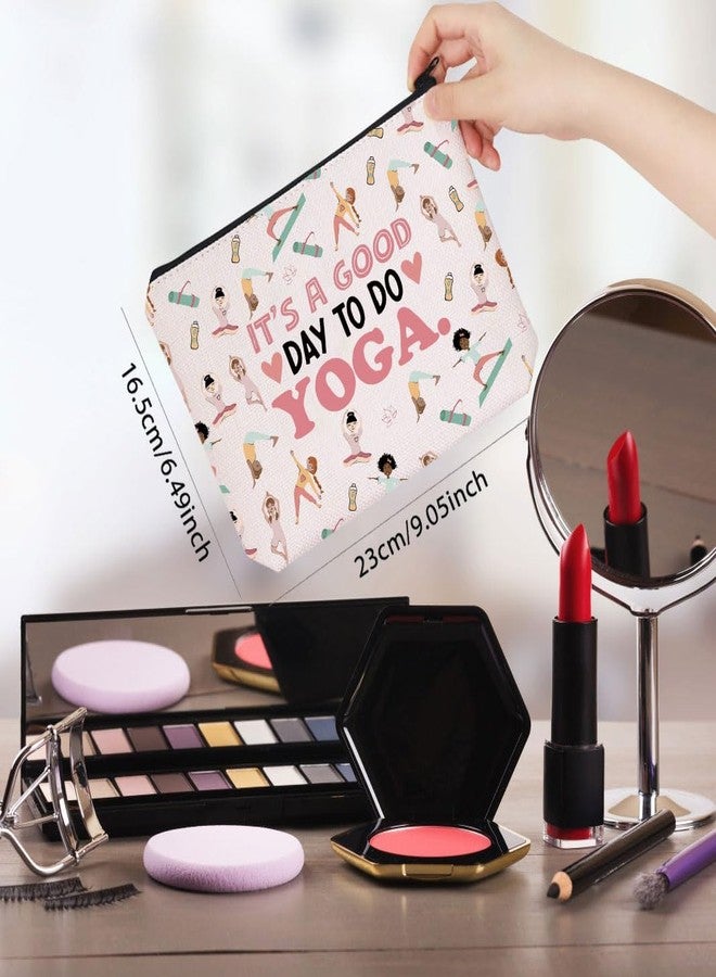 حقيبة مكياج هدية لليوغا من WCGXKO، هدية للتأمل والزن، حقيبة أدوات تجميل "يوم جيد لممارسة اليوغا" (لممارسة اليوغا) - Image 2