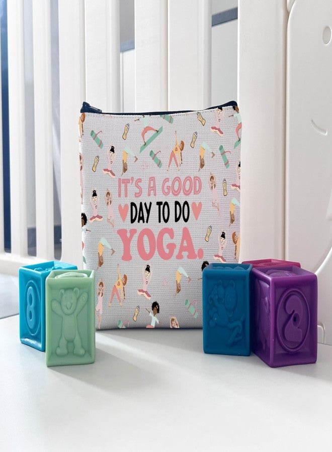 حقيبة مكياج هدية لليوغا من WCGXKO، هدية للتأمل والزن، حقيبة أدوات تجميل "يوم جيد لممارسة اليوغا" (لممارسة اليوغا) - Image 5